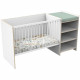 Lit combiné BABY PRICE FIRST 120x60 cm - Evolutif en 90x190 cm - Avec étageres - Décor blanc et chant bois