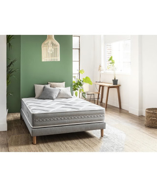 SOMDREAM DREAMAIR Ensemble matelas + sommier 140x190 - 864 ressorts ensachés - 7 zones - Tres Ferme - 25 cm - 100% Français