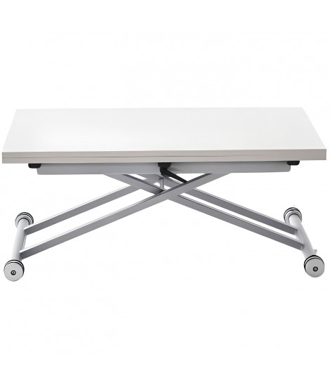 Table basse Extensible - Blanc - Relevable - 100 x 57/114 x 40/75 cm - DANNY