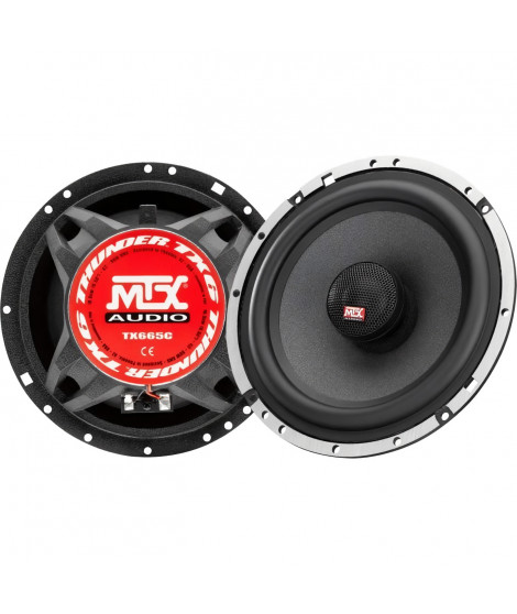 MTX TX665C Haut-parleurs voiture Coaxiaux 16,5cm 2 voies 90W RMS 4O Châssis alu Tweeters néodyme dôme soie Membrane pulpe cél…