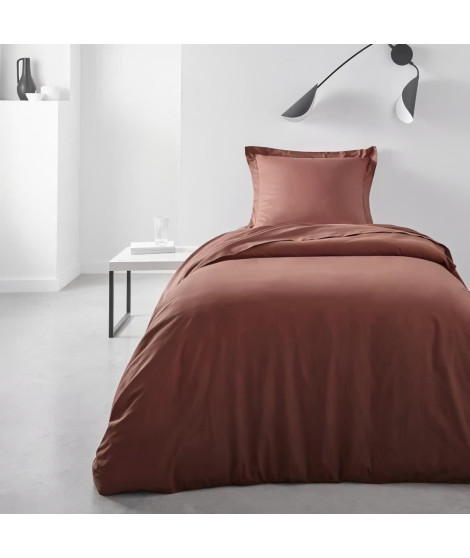 Housse de couette TODAY Essential - 140 x 200 cm - 1 personne - 100% Coton uni - Terracotta