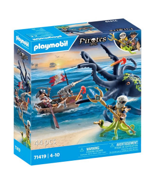 PLAYMOBIL 71419 Pirate avec pieuvre géante - Pirates - Avec un pirate, un canon, un monstre pieuvre géant  - Des 4 ans