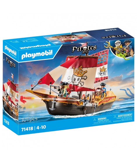 PLAYMOBIL 71318 Chaloupe des pirates - Pirates - Avec deux personnages, deux canons - Des 4 ans