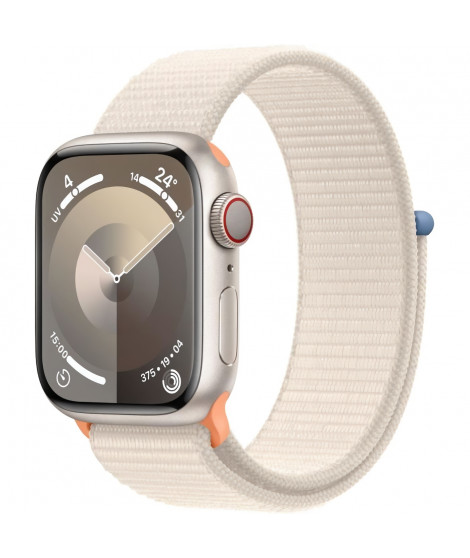 Apple Watch Series 9 GPS - 41mm - Boîtier Starlight Aluminium - Bracelet Starlight Sport Loop