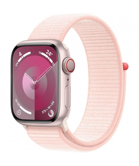 Apple Watch Series 9 GPS - 41mm - Boîtier Pink Aluminium - Bracelet Light Pink Sport Loop