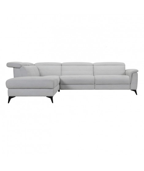Canapé d'angle gauche relax électrique - MELBOURNE - Tissu gris - L 292 x P 232 x H 99 cm