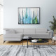 Canapé d'angle gauche relax électrique - MELBOURNE - Tissu gris - L 292 x P 232 x H 99 cm