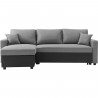 Canapé d'angle réversible convertible grand couchage + coffre - Tissu Noir et gris - L 228 x P 148 x H 86 cm - OWENS