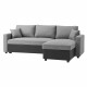 Canapé d'angle réversible convertible grand couchage + coffre - Tissu Noir et gris - L 228 x P 148 x H 86 cm - OWENS