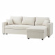 Canapé d'angle réversible convertible grand couchage + coffre - 3 places - Tissu Beige - L 228 x P 148 x H 86 cm - OWENS