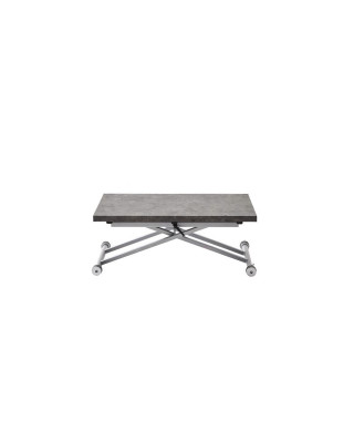 Table Basse Relevable Extensible - Gris Béton - 100 x 57/114 x 40/75 cm - DANNY