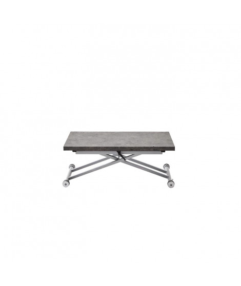 Table Basse Relevable Extensible - Gris Béton - 100 x 57/114 x 40/75 cm - DANNY