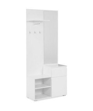 Buffet salle a manger IMAGE - Décor blanc - 1 porte + 1 tiroir - L85 x H195 x P37 cm