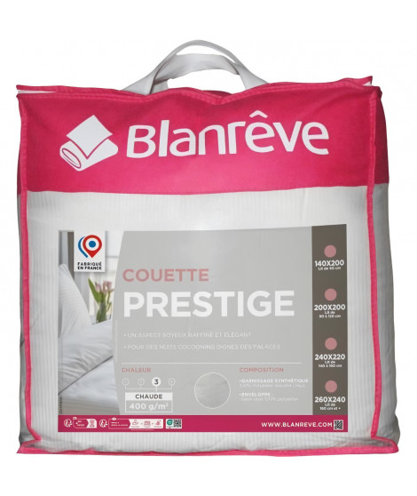 Couette 220x240 cm BLANREVE PRESTIGE - Chaude - 100% Polyester - 2 Personnes - Satin rayé