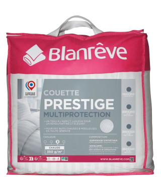 Couette 200x200 cm BLANREVE PRESTIGE Multiprotection - 100% Polyester - 2 Personnes - Satin rayé