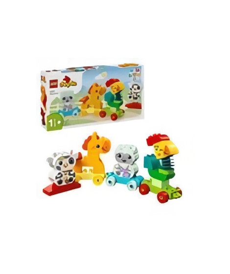 LEGO 10412 DUPLO My First Le Train des Animaux, Jouet a Roues pour Enfants, Animaux Créatifs a Construire