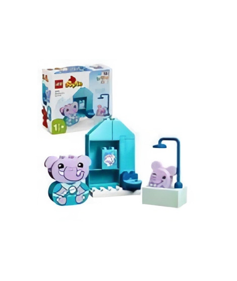 LEGO 10413 DUPLO My First Mes Rituels Quotidiens - Le Bain, Jouet Éducatif pour Bébés, Inclut 2 Figurines d'Éléphants