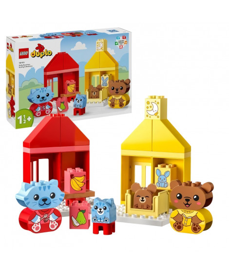 LEGO 10414 DUPLO My First Mes Rituels Quotidiens - Le Repas et le Coucher, Jouet Social, 4 Figurines Animales