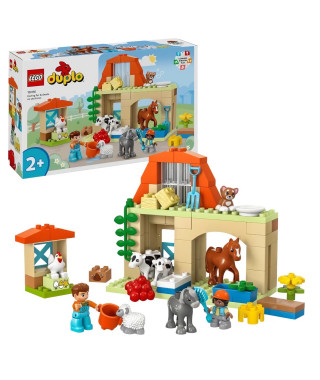 LEGO 10416 DUPLO Ma Ville Prendre Soin des Animaux de la Ferme, Jouet Éducatif pour Bébés, Maison, Figurines de Chevaux