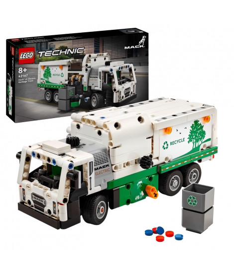 LEGO 42167 Technic Mack LR Electric Camion Poubelle, Jouet de Camion Électrique, Véhicule de Recyclage