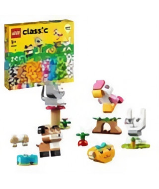 LEGO 11034 Classic Les Animaux de Compagnie Créatifs, Jouet avec Animaux, Modele Chien, Chat, Lapin, Hamster et Oiseau