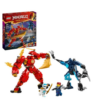 LEGO 71808 NINJAGO Le Robot Élémentaire du Feu de Kai, Jouet Ninja avec Figurine Personnalisable Plus Minifigurines Kai et Zane