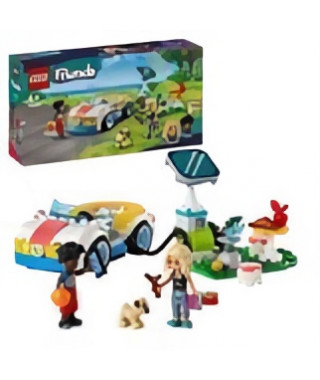 LEGO 42609 Friends La Voiture Électrique et la Borne de Recharge,  Jouet de Voiture, avec les Figurines Nova et Zac