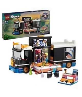 LEGO 42619 Friends Le Tourbus de la Star de la Pop, Jouet Musical avec 4 Mini-Poupées, Cadeau pour Enfants Des 8 Ans