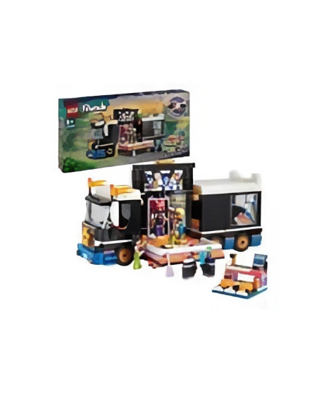 LEGO 42619 Friends Le Tourbus de la Star de la Pop, Jouet Musical avec 4 Mini-Poupées, Cadeau pour Enfants Des 8 Ans