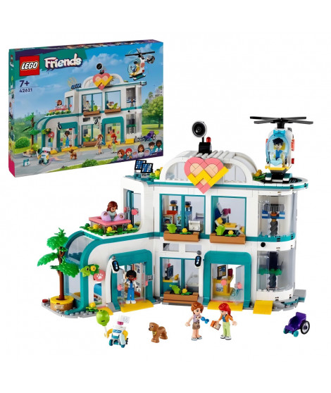 LEGO 42621 Friends L'Hôpital de Heartlake City, Jouet avec Hélicoptere et Figurines incluant Autumn et un Chien