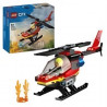 LEGO 60411 City L'Hélicoptere de Secours des Pompiers, Jouet avec Minifigurines de Pilote Pompier, Cadeau pour Enfants