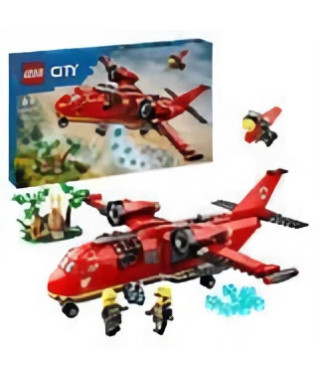 LEGO 60413 City L'Avion de Sauvetage des Pompiers, Jouet avec 3 Minifigurines de Pilote, Pompiere