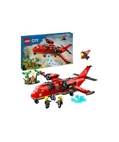 LEGO 60413 City L'Avion de Sauvetage des Pompiers, Jouet avec 3 Minifigurines de Pilote, Pompiere