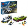 LEGO 60415 City La Course-Poursuite entre la Voiture de Police et la Super Voiture, Jouet avec Minifigurines, Cadeau Enfants