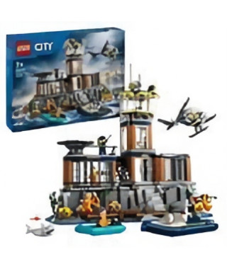 LEGO 60419 City La Prison de la Police en Haute Mer, Jouet avec Hélicoptere et Bateau, 7 Minifigurines et Figurine de Chien