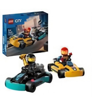 LEGO 60400 City Les Karts et les Pilotes de Course, Jouet avec 2 Karting, avec 2 Minifigurines de Pilotes de Voitures