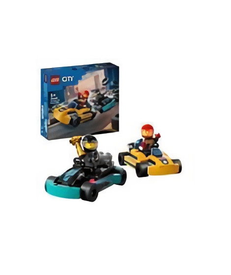 LEGO 60400 City Les Karts et les Pilotes de Course, Jouet avec 2 Karting, avec 2 Minifigurines de Pilotes de Voitures