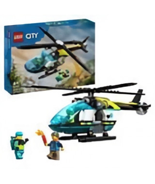 LEGO 60405 City L'Hélicoptere des Urgences, Jouet pour Enfants, avec Minifigurines : Pilote, Randonneur et Sauveteur