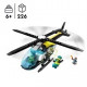 LEGO 60405 City L'Hélicoptere des Urgences, Jouet pour Enfants, avec Minifigurines : Pilote, Randonneur et Sauveteur