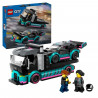 LEGO 60406 City La Voiture de Course et le Camion de Transport de Voitures, Jouet avec Véhicule, Minifigurines de Pilote