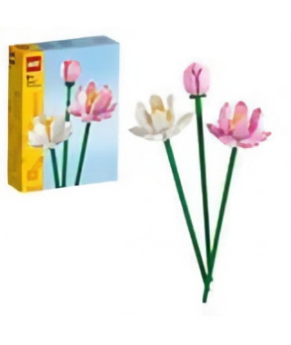 LEGO 40647 Creator Les Fleurs de Lotus, Kit de Construction pour Filles et Garçons Des 8 Ans, avec 3 Fleurs Artificielles
