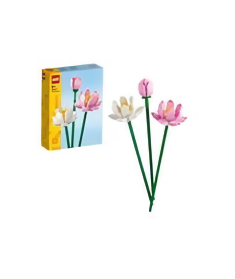 LEGO 40647 Creator Les Fleurs de Lotus, Kit de Construction pour Filles et Garçons Des 8 Ans, avec 3 Fleurs Artificielles