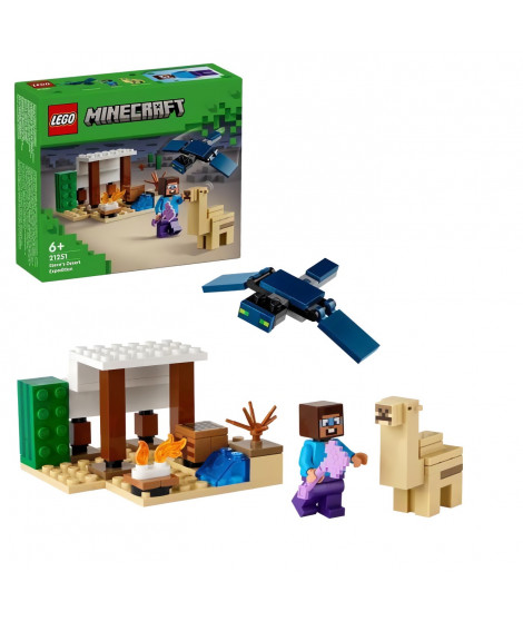 LEGO 21251 Minecraft L'Expédition de Steve dans le Désert, Jouet de Jeu Vidéo, Biome avec Maison et Figurines