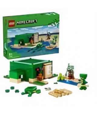 LEGO 21254 Minecraft La Maison de la Plage de la Tortue, Jouet avec Accessoires, Minifigurines des Personnages du Jeu Vidéo