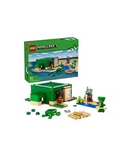 LEGO 21254 Minecraft La Maison de la Plage de la Tortue, Jouet avec Accessoires, Minifigurines des Personnages du Jeu Vidéo