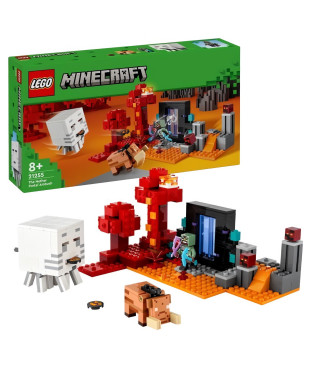 LEGO 21255 Minecraft L'Embuscade au Portail du Nether, Jouet avec Scenes de Bataille et Minifigurines, Figurine Hoglin