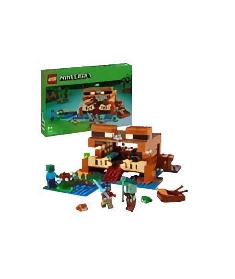 LEGO 21256 Minecraft La Maison de la Grenouille, Jouet avec Figurines d'Animaux, Personnages : Zombie et Explorateur