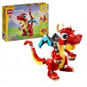 LEGO 31145 Creator 3en1 Le Dragon Rouge Jouet avec 3 Figurines d'Animaux, dont un Dragon Rouge, un Poisson et un Phénix