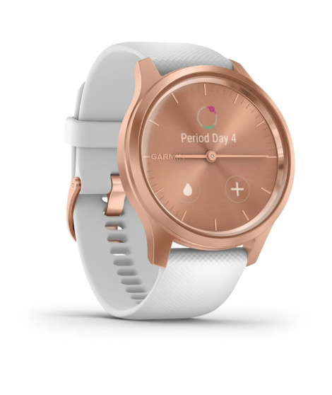 Garmin - Vivomove Style - Montre Connectée a Aiguilles Mécaniques et écran Tactile - Suivi GPS - Rose Gold/ White