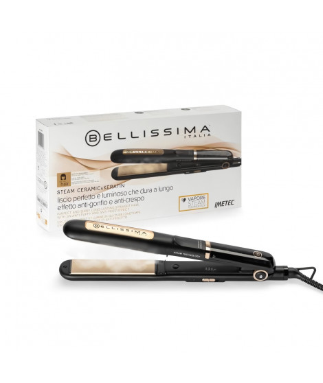 Lisseur Vapeur - Bellissima - My Pro Steam B28 100 - Protection et Brillance - 3 Températures - Adapté a Tout Type de Cheveux